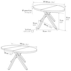 Masa rotunda extensibila Nada Ø 100 cm