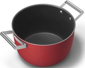 Oala cu capac SMEG CKFC2611RDM, 7,7 l, Ø26 cm, Acoperire cu teflon, Pana la 250°C, Inductie, Rosu