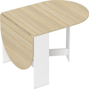 HOMCOM Masă Pliabil Con 2 Extensii Oval Economizor de Spațiu, Color Lemn | Aosom Romania