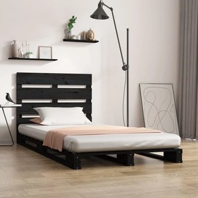 3120126 vidaXL Cadru de pat, negru, 100x200 cm, lemn masiv de pin