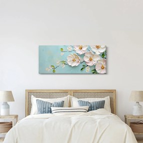 Tablou - Flori pe fundal albastru (120x50 cm)