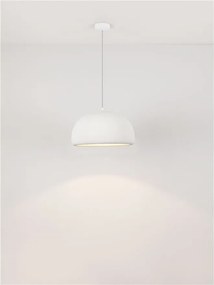 Lustra suspendata cu textura granulata Davo 43cm, alb piatra