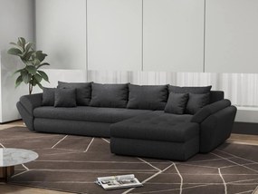 Colțar extensibil dumonde cu ladă de depozitare si sezut confortabil din spuma high-density, Loana XL Enjoy Grafit II 335x185 cm