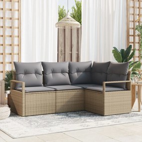 vidaXL Set de canapele pentru grădină 4 pcs Bej Rattan poli
