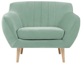 Fotoliu cu tapițerie din catifea Mazzini Sofas Sardaigne, verde mentol