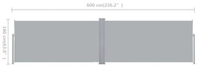 Copertina laterala retractabila 160 x 600 cm, Gri Gri, 160 x 600 cm
