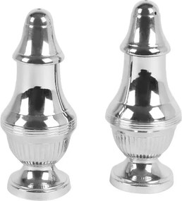 Set solniță și piperniță din alamă lucrată manual, argintiu, finisaj nichelat, 10 x 4 cm, „Gourmet”