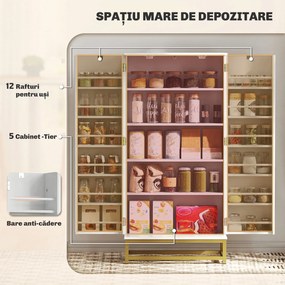 HOMCOM Bufet de Bucătărie 119,5 cm cu 12 Rafturi pe Ușă, Albă | Aosom Romania