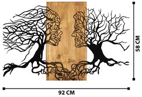 Decoratiune de perete lemn Reincarnare, Negru, 92 x 58 x 3cm
