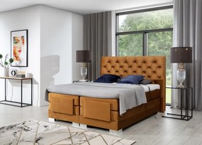 Pat tapitat, boxspring, cu reglaj electric, 140x200 cm, Clover 0142, Eltap (Culoare: Maro inchis - Monolith 29)