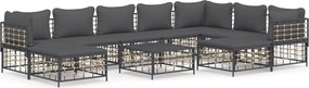 vidaXL Set mobilier de grădină cu perne, 10 piese, antracit, poliratan