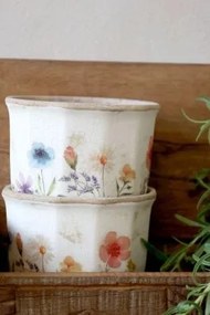 Ghiveci din ceramică cu flori de câmp, crem, H12,5/D14 cm, „Fleurville”