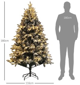 HOMCOM Brad de Crăciun Artificial cu 200 luminițe LED, 793 Ramuri, Crengi Pliabile și Bază Pliabilă, Ø116x180 cm, Verde | Aosom Romania