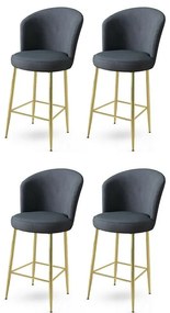 Set de scaune de bar Alte Anthracite și Auriu, 4buc., 4 buc