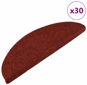 vidaXL Covorașe scară autoadezive 30 buc Roșu 56x17x3 cm