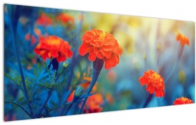 Tablou - Flori portocalii (120x50 cm)
