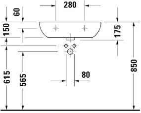 Duravit 23116000702 - Lavoar suspendat D-CODE 60 x 46 cm, ceramică, alb lucios