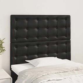 vidaXL Tăblii de pat, 2 buc, negru, 100x5x78/88 cm, piele ecologică