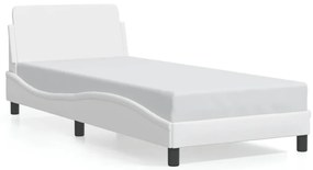 vidaXL Cadru de pat cu tăblie, alb, 90x190 cm, piele ecologică