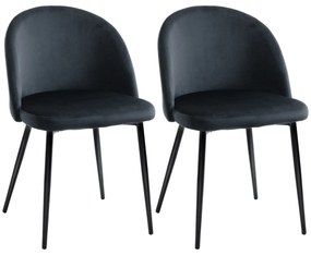 HOMCOM Lot de 2 scaune sala de mese scaun de bucătărie scandinav scaun din catifea tapitat cu picioare subțiri de metal | Aosom Romania