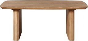 Masă dining cu blat herringbone, dreptunghiulară, din lemn de mango, natur, 8 locuri, cu picioare din lamele verticale, 77 x 190 x 95 cm, „Demira”