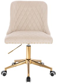 HR940K Scaun Crem din Catifea cu Bază Aurie