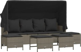 vidaXL Set canapele de grădină cu perne, 5 piese gri deschis poliratan