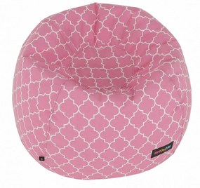 Fotoliu puf GOMBY, roz/alb, material textil, 60x50x60 cm