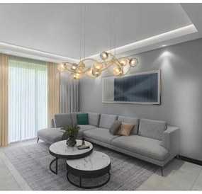 Lustră LED pe cablu METZ Wofi 7015-1404 14xG9/3,5W/230V auriu/gri