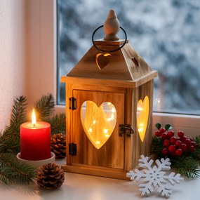 Set de felinare din lemn Inimă, 2 bucăți