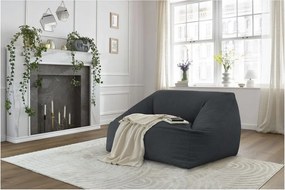 Fotoliu bean bag gri închis cu tapițerie din catifea reiată Lilibet – Bobochic Paris