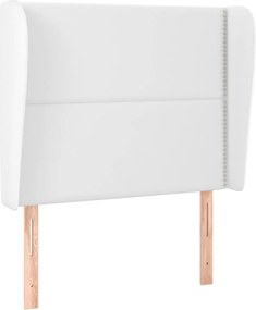 vidaXL Tăblie de pat cu aripioare, alb, 103x23x118/128 cm, piele eco