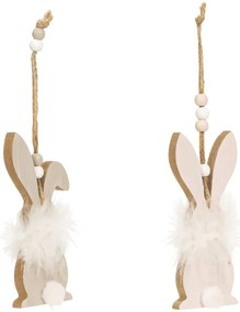 Iepuras din lemn suspendat FLUFFY BUNNY 12 cm - mai multe variante