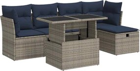 vidaXL Set mobilier grădină cu perne 6 piese gri poliratan/lemn acacia