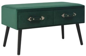 vidaXL Banchetă cu sertare, verde, 80 cm, catifea