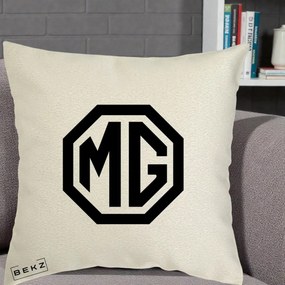 Perna Personalizata cu emblema MG, 40x40 cm, Ecru, Husa Detasabila, Perna Inclusa, BEKZ®