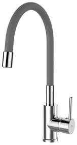 Baterie bucatarie cu pipa flexibila Rubineta Twister finisaj crom lucios-gri mat