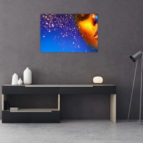 Tablou - Body art, combinație auriu-albastru (90x60 cm)