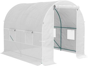 Outsunny Seră de Grădină Tip Tunel cu Cadru din Oțel și 4 Ferestre în PE 2.5x2x2m, Alb | Aosom Romania