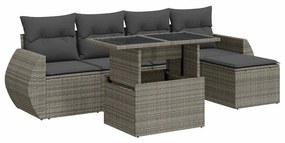 3326621 vidaXL Set mobilier grădină cu perne, 6 piese, gri, poliratan