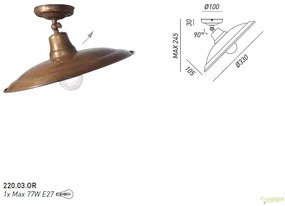 Plafoniera rustica fabricata manual, diam.33cm, Barchessa 220.03.OR
