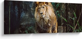 Tablou cu leu în natură (cu ceas) (90x30 cm)