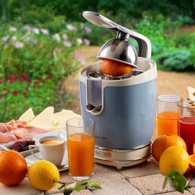 Presa electrica pentru citrice Ariete VINTAGE JUICER 0413/05, 85W, Corp metalic, Functionare silentioasa, 2 atasamente, Albastru