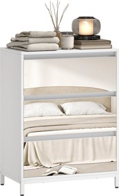 HOMCOM Comodă cu 3 Sertare și Fronturi Oglindă, Design Modern pentru Dormitor sau Hol, 60x35x80 cm, Albă | Aosom Romania