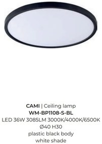 Plafoniera LED moderna design slim CAMI 40cm, negru