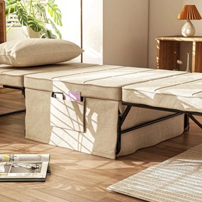 HOMCOM Fauteuil lit convertible chauffeuse chaise longue et pouf 4 în 1 cu dossier inclinable 5 positions cremă | Aosom Romania