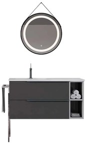 Set Mobilier Baie Suspendat Marco, Negru texturat (fara oglinda)