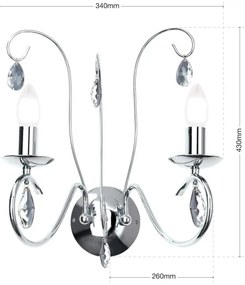 Aplică de cristal Orion WA 2-1093/2 ALESSIA 2xE14/40W/230V crom lucios