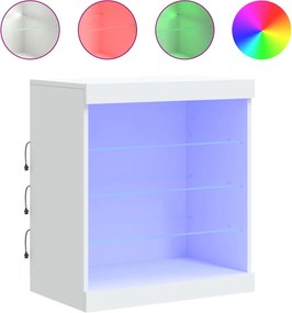 vidaXL Servantă cu lumini LED, alb, 60,5x37x67 cm