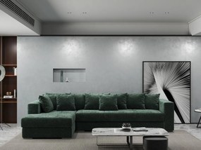 Colțar extensibil dumonde cu ladă de depozitare si sezut confortabil din spuma high-density, Gloria Euphoria Green 320x183 cm